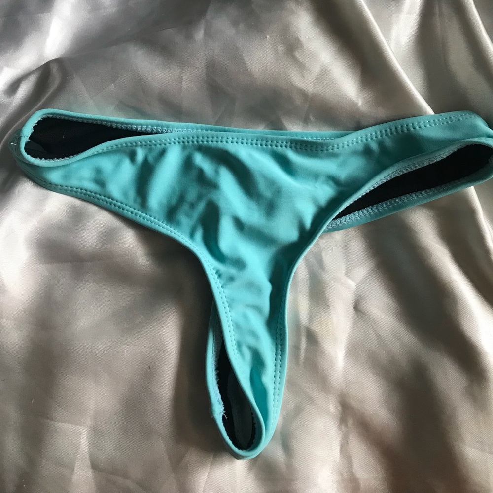 Teal Thong bikini bottom.